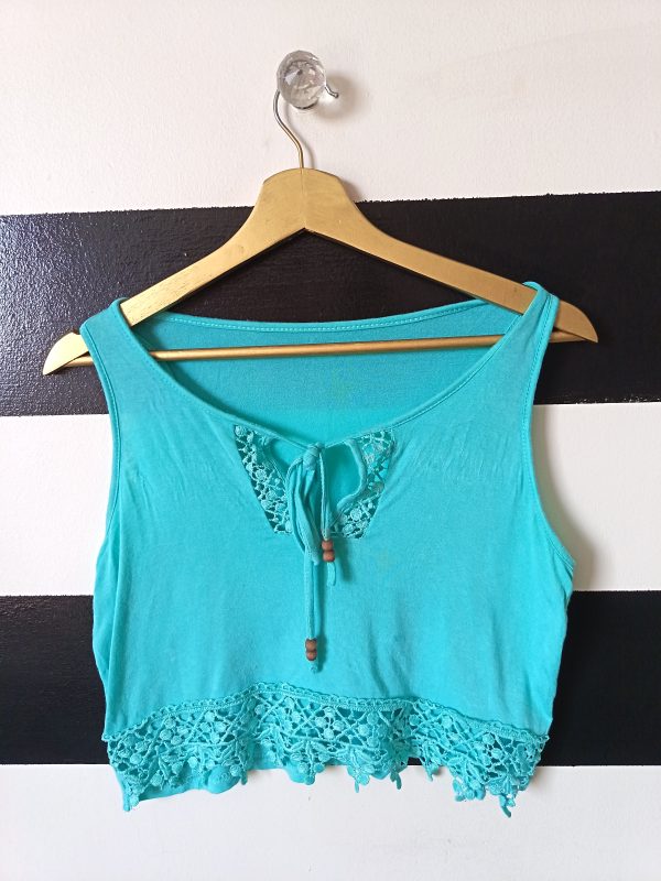 Polera crop top  turquesa